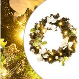  Božićni vijenac s LED svjetlima crni 60 cm PVC | shoptok.hr