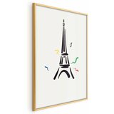  Plakat - Black Illustration of the Eiffel Tower on a Light Background 60x90 Zlatni okvir | shoptok.hr