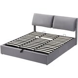 Lumor Postelja s predalom iz žameta - 160x200 cm - s 3 predali - siva (brez vzmetnice), (22151130) | Shoptok.si