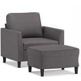  Fotelja s tabureom siva 60 cm od umjetne kože | shoptok.hr