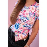 Kesi Włoski Women's short-sleeved blouse with a floral pattern pink | shoptok.hr