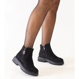 Gemre Black ankle boots with decorative charm on eco-suede platform Melane | Shoptok.si