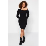 Trendyol Curve Black Boat Neck Bodycone Knitted Dress | Shoptok.si
