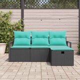  Set sofe s jastukom s pohranom 4 pcs Crna i Tirkizna poliratan | shoptok.hr
