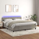  Box spring s madracem LED svjetlosivi 160x200 cm baršun Cijene