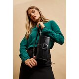 Marisse Shoulder Bag With Silver Buckle, Black Cene