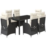  7-dijelni vrtni blagovaonski set s jastucima crni od poliratana Crna 150 cm table length | shoptok.hr