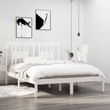 Maison Chic Posteljni okvir - Dvoposteljna postelja - Zakonska postelja bel iz trdnega lesa 135x190 cm-J10124, (21764539) | Shoptok.si