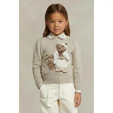 Polo Ralph Lauren Otroški bombažen pulover bež barva