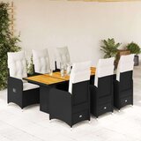 vidaXL 7-dijelni vrtni bistro set od poliratana s jastucima crni | shoptok.hr