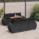  7-dijelni set vrtnih sofa od poliratana s jastucima crni Slike