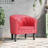  Zaobljena fotelja od umjetne kože crvena | shoptok.hr
