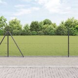 vidaXL varjena žična ograda s 13 flanged stebri siva 0,8x50 m jeklo | Shoptok.si