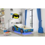 ADRK Otroka postelja BATCAR z LED osvetlitvijo in vzmetnico 160x80 cm - MODRA | Shoptok.si