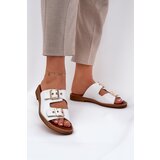 Zazoo Leather Flat Sandals With Buckles White 3020 | Shoptok.si