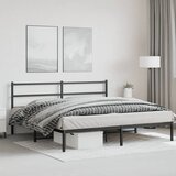  Metalni okvir za krevet s uzglavljem crni 193x203 cm | shoptok.hr