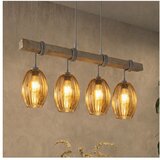 Brilagi Luster na sajli WOOD GLASS 4xE27/60W/230V borovina/siva/dimljeno braon | Eponuda.com
