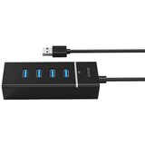 Deltaco HUB 3.0 4xUSB-A aluminijast, črn | Shoptok.si