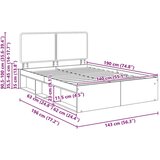  Okvir za krevet s uzglavljem Staro drvo 140 x 190 cm | shoptok.hr