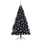vidaXL Umjetna preddekorirana božićna jelka Črna 210 cm PVC | Shoptok.si