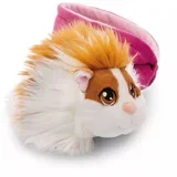 Beli morski prašiček v roza košari - 12 cm