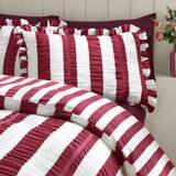 Catherine Lansfield Temno vijolična enojna posteljnina 135x200 cm Seersucker Frill Stripe – | Shoptok.si