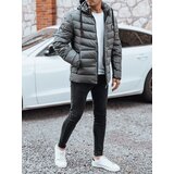 DStreet Kurtka męska zimowa pikowana z kapturem grafitowa | Shoptok.si
