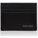 Calvin Klein Usnjen etui za kartice črna barva, K50K512421