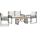  Set vanjskog namještaja 4 pcs Crna i krem-bijela poliratan | shoptok.hr