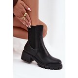 Boto Women's Block Heeled Eco Leather Boots Black Kyra | shoptok.hr