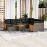 Maison Chic Seti vrtnega pohištva - Vrtna garnitura - Vrtni pohištvo set 11-delna z blazinami siv poli ratan, (21810244) | Shoptok.si