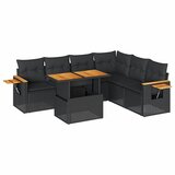 vidaXL Vrtna sedežna garnitura z blazinami 7-delna črn ratan/akacija, (21783072) | Shoptok.si