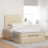  Otomanski okvir kreveta s madraca krem 120x190 cm od tkanine | shoptok.hr
