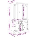  Visoka komoda Corona smeđa 112x43x196 cm borovina meksički stil | shoptok.hr