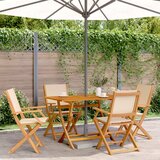 Maison Chic Zložljivi Vrtni Stoli - Stol za vrti 4 kosi bež blago in trden les JS2849, (21876620) | Shoptok.si