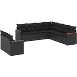  9-dijelni set vrtnih sofa s jastucima crni od poliratana | shoptok.hr