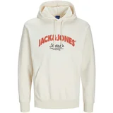 Jack & Jones Sweater majica 'JORBRONX' narančasto crvena / crna / vuneno bijela