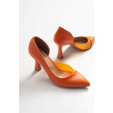 LuviShoes 653 Orange Skin Heels Women's Shoes Cene