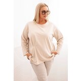 Kesi Włoski Women's Plus Size blouse with cotton, featuring a pocket and rolled sleeves kiwi Cene