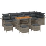 vidaXL 10-dijelni vrtni sofa set s jastučićima sivi poli ratan akacija, dvosjedni vrtni sofa s skladištem i jastučićima sivi poli ratan, 4-dijelni vrtni set za objedovanje s jastučićima sivi poli ratan akacija | shoptok.hr