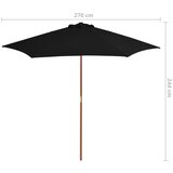  Vrtni suncobran s drvenom šipkom crni 270 cm | shoptok.hr