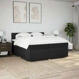 vidaXL Krevet s oprugama i madracem crni 200x200 cm od tkanine | shoptok.hr