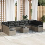 vidaXL 11-delni vrtni kavč set s blazinami svetlo poli ratan | Shoptok.si