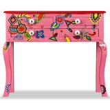  Konzolna mizica iz masivnega mangovega lesa roza ročno barvana, (21272854) | Shoptok.si