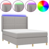  box spring s madracem LED svjetlosivi 140x200 cm tkanina | shoptok.hr