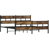 Metalni Kovinski posteljni okvir brez vzmetnice dimljen hrast 193x203cm | Shoptok.si