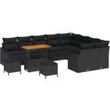 vidaXL Vrtna sedežna garnitura z blazino s shranjevanjem 12 pcs Črna, (5000135757) | Shoptok.si