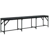  Blagovaonska klupa crna 186 x 32 x 45 cm čelik i umjetna koža | shoptok.hr