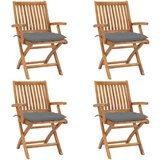 vidaXL zložljivi vrtni stoli z blazinami 4 kosi trdna tikovina | Shoptok.si