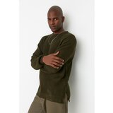 Trendyol Khaki Men's Oversize Fit Wide Fit Crew Neck Slit Knitwear Sweater Cene